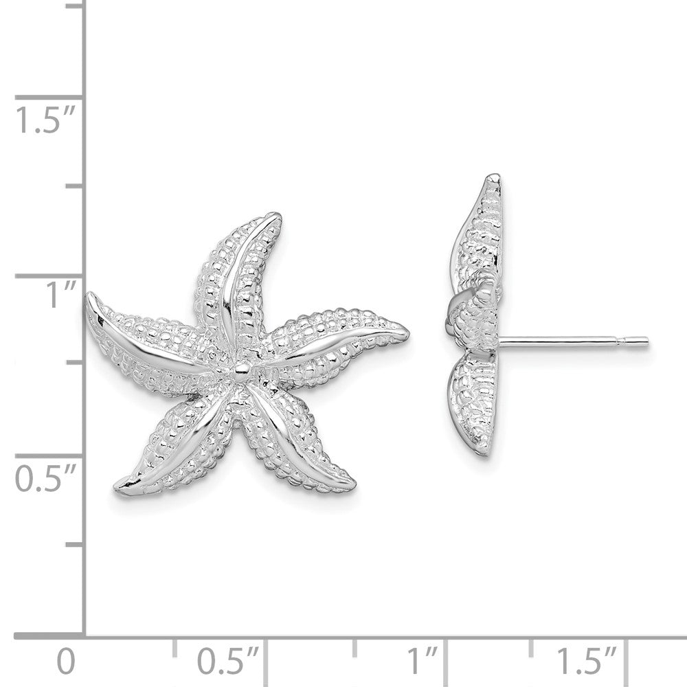 QE15483 De-Ani Sterling Silver Rhodium-Plated Polished Starfish Post Earrings