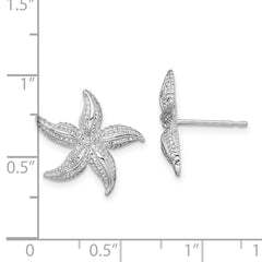 QE15484 De-Ani Sterling Silver Rhodium-Plated Polished Small Starfish Post Earrings
