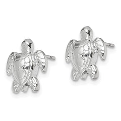 QE15485 De-Ani Sterling Silver Rhodium-Plated Polished Mini Sea Turtle Post Earrings
