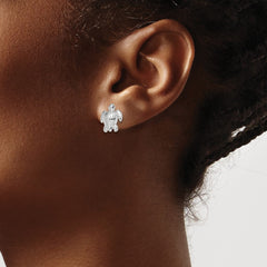 QE15485 De-Ani Sterling Silver Rhodium-Plated Polished Mini Sea Turtle Post Earrings