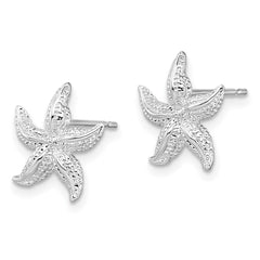 QE15486 De-Ani Sterling Silver Rhodium-Plated Polished Starfish Post Earrings