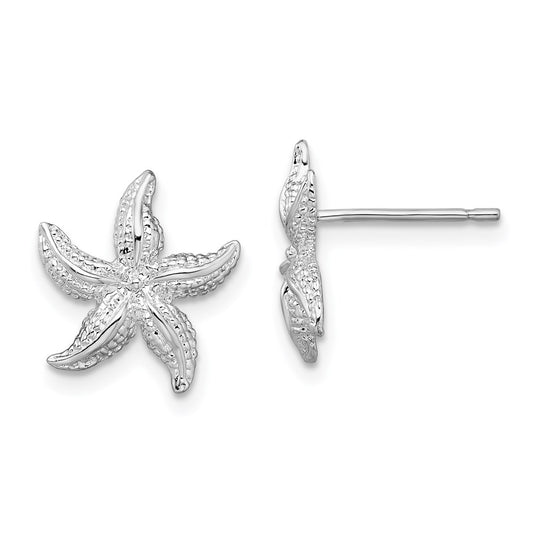 QE15486 De-Ani Sterling Silver Rhodium-Plated Polished Starfish Post Earrings