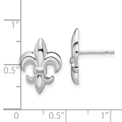 QE15487 De-Ani Sterling Silver Rhodium-Plated Polished Small Fleur de Lis Post Earrings