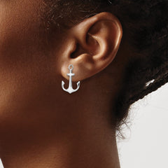 QE15494 De-Ani Sterling Silver Rhodium-Plated Polished Anchor Post Earrings