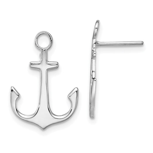 QE15494 De-Ani Sterling Silver Rhodium-Plated Polished Anchor Post Earrings