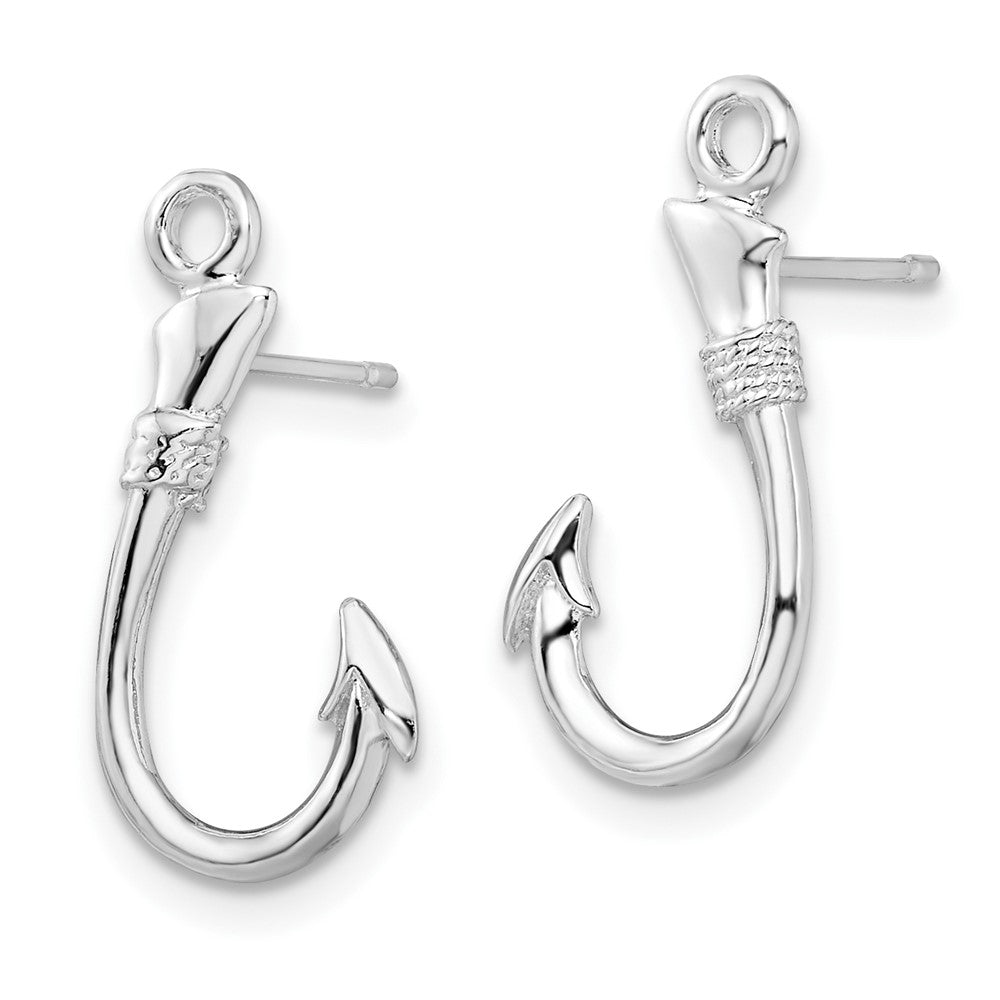 QE15495 De-Ani Sterling Silver Rhodium-Plated Polished Fish Hook Post Earrings