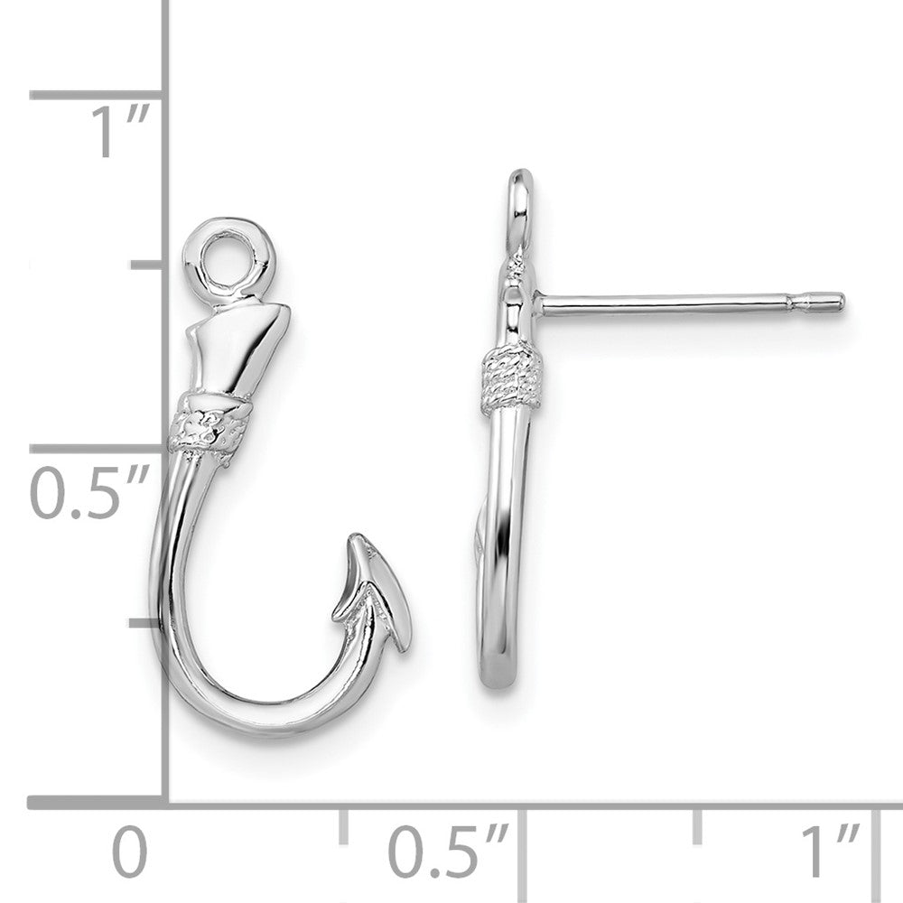 QE15495 De-Ani Sterling Silver Rhodium-Plated Polished Fish Hook Post Earrings