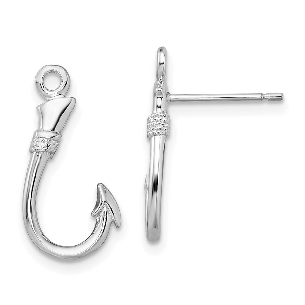 QE15495 De-Ani Sterling Silver Rhodium-Plated Polished Fish Hook Post Earrings