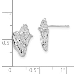 QE15506 De-Ani Sterling Silver Rhodium-Plated Polished Conch Shell Post Earrings