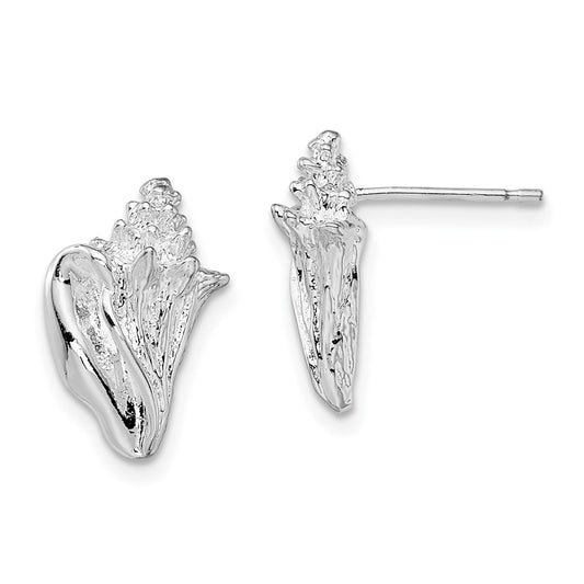 QE15506 De-Ani Sterling Silver Rhodium-Plated Polished Conch Shell Post Earrings