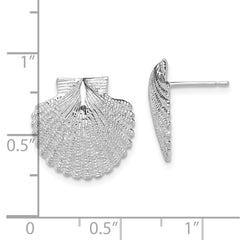 QE15509 De-Ani Sterling Silver Rhodium-Plated Polished Large Scallop Shell Post Earrings