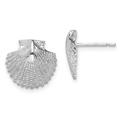 QE15510 De-Ani Sterling Silver Rhodium-Plated Polished Scallop Shell Post Earrings