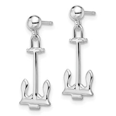 QE15512 De-Ani Sterling Silver Rhodium-Plated Polished Anchor Dangle Post Earrings