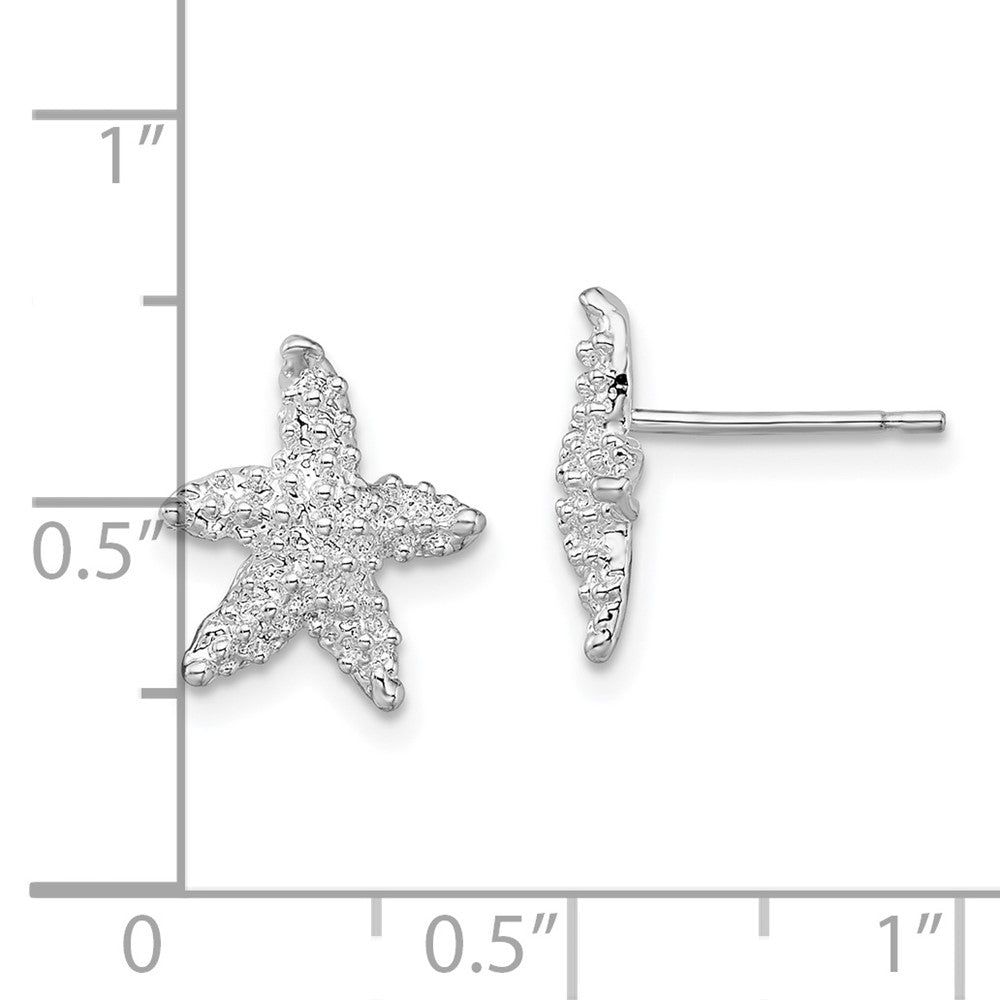 QE15515 De-Ani Sterling Silver Rhodium-Plated Polished Starfish Post Earrings