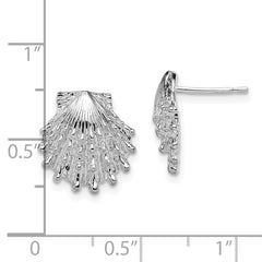 QE15516 De-Ani Sterling Silver Rhodium-Plated Polished Lions Paw Shell Post Earrings