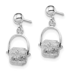 QE15521 De-Ani Sterling Silver Rhodium-Plated Polished Nantucket Basket Post Earrings