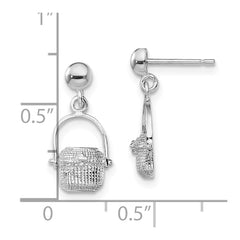 QE15521 De-Ani Sterling Silver Rhodium-Plated Polished Nantucket Basket Post Earrings