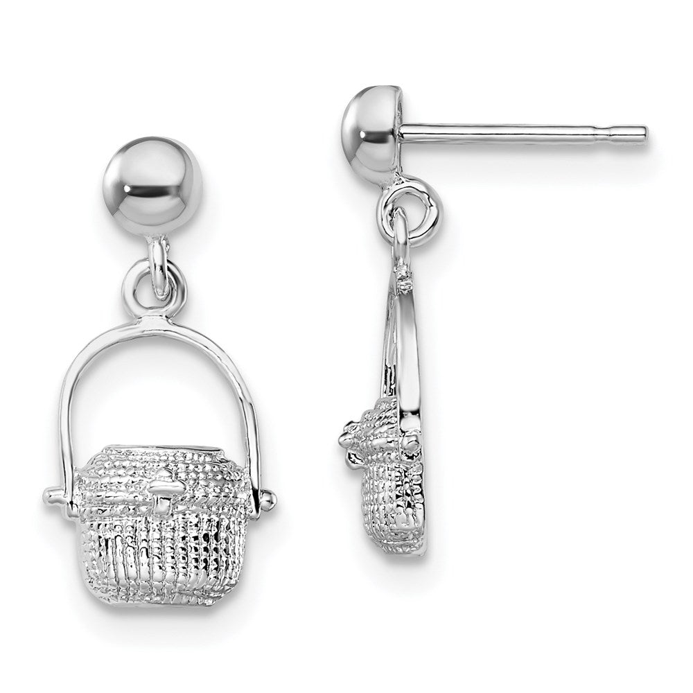 QE15521 De-Ani Sterling Silver Rhodium-Plated Polished Nantucket Basket Post Earrings
