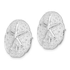 QE15523 De-Ani Sterling Silver Rhodium-Plated Sand Dollar with Starfish Post Earrings