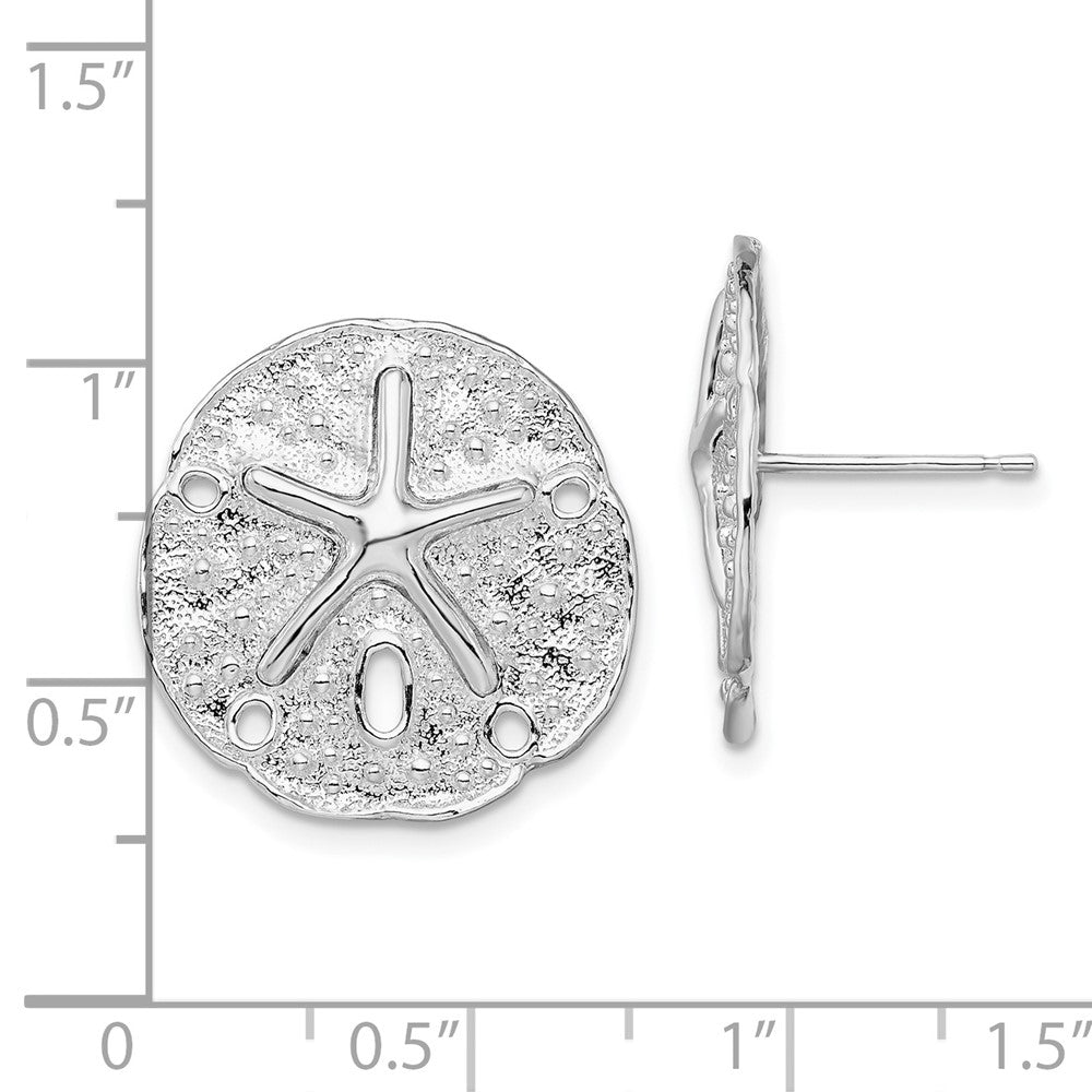 QE15523 De-Ani Sterling Silver Rhodium-Plated Sand Dollar with Starfish Post Earrings