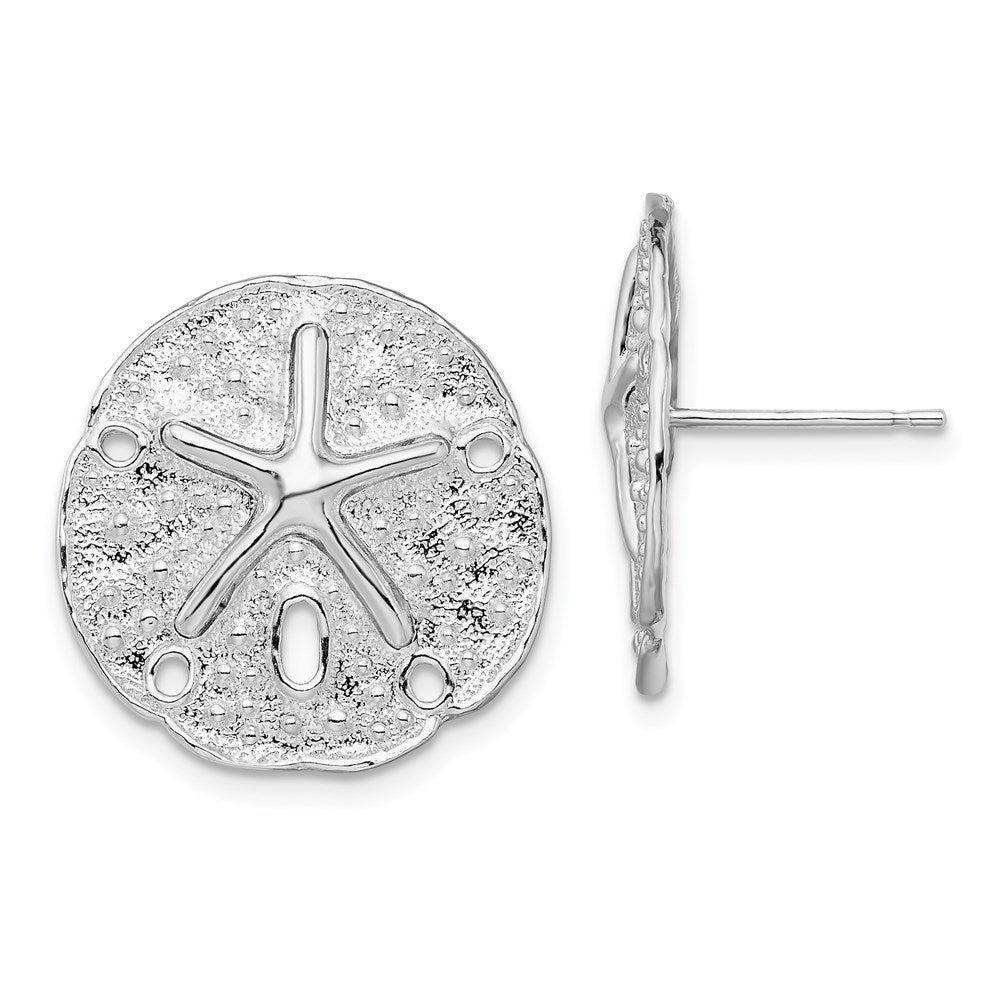QE15523 De-Ani Sterling Silver Rhodium-Plated Sand Dollar with Starfish Post Earrings