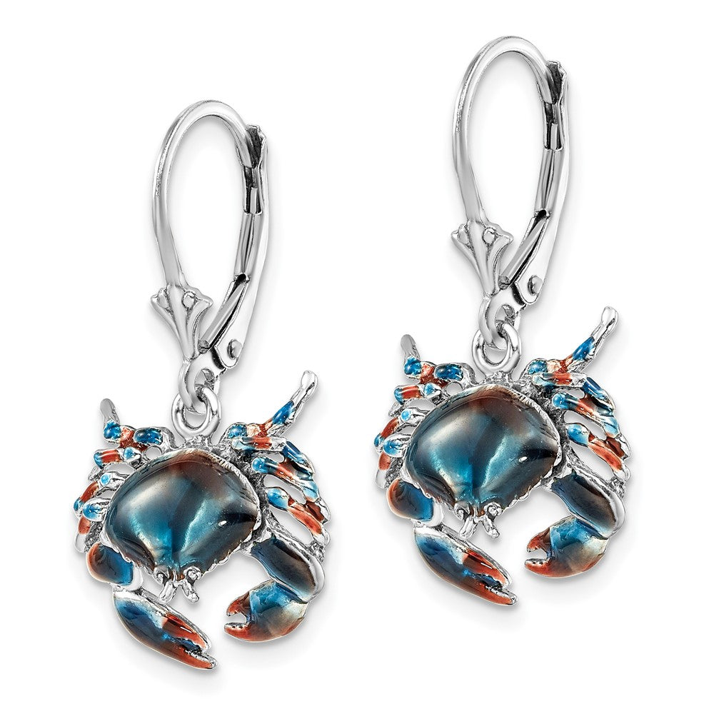 QE15527 De-Ani Sterling Silver Rhodium-Plated Enameled Stone Crab Leverback Earrings