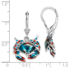 QE15527 De-Ani Sterling Silver Rhodium-Plated Enameled Stone Crab Leverback Earrings