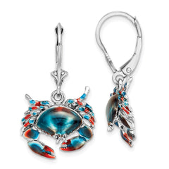 QE15527 De-Ani Sterling Silver Rhodium-Plated Enameled Stone Crab Leverback Earrings
