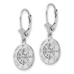QE15534 De-Ani Sterling Silver Rhodium-Plated Polished Mini Compass Leverback Earrings