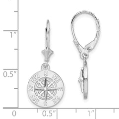 QE15534 De-Ani Sterling Silver Rhodium-Plated Polished Mini Compass Leverback Earrings