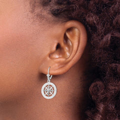 QE15535 De-Ani Sterling Silver Rhodium-Plated Polished Compass Leverback Earrings