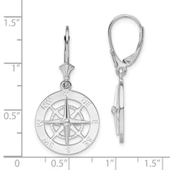QE15535 De-Ani Sterling Silver Rhodium-Plated Polished Compass Leverback Earrings