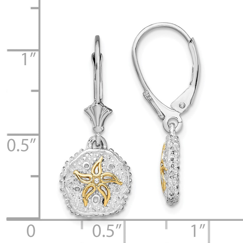 QE15538G De-Ani Sterling Silver Rhodium-Plated Sand Dollar with 14k Starfish Leverback Earrings