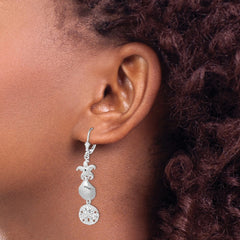 QE15563 De-Ani Sterling Silver Rhodium-Plated Polished Sea Life Leverback Earrings