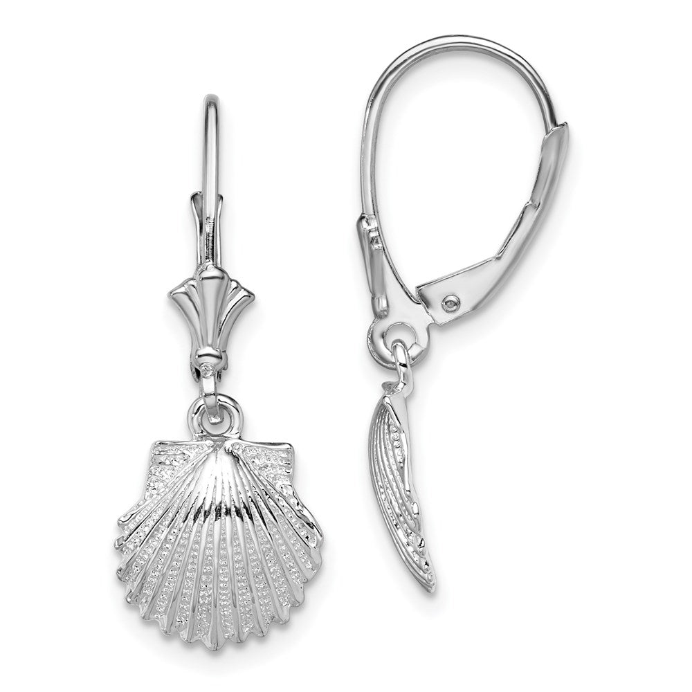 QE15566 De-Ani Sterling Silver Rhodium-Plated Polished Shell Leverback Earrings
