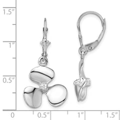 QE15575 De-Ani Sterling Silver Rhodium-Plated Polished 3D Propeller Leverback Earrings