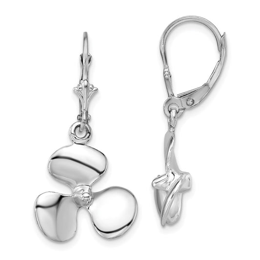 QE15575 De-Ani Sterling Silver Rhodium-Plated Polished 3D Propeller Leverback Earrings