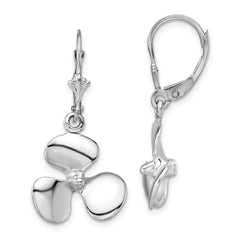 QE15575 De-Ani Sterling Silver Rhodium-Plated Polished 3D Propeller Leverback Earrings