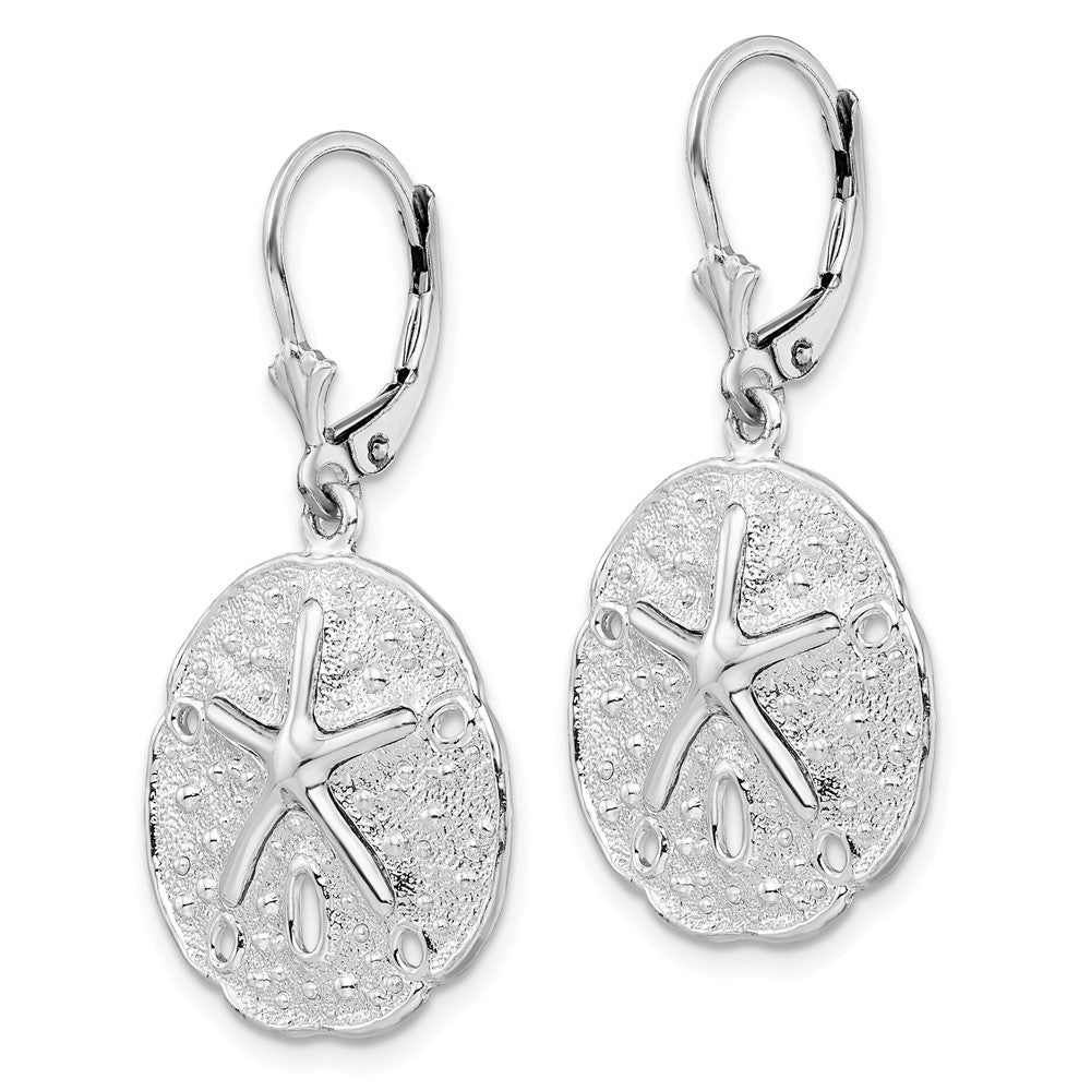 QE15578 De-Ani Sterling Silver Rhodium-Plated Sand Dollar Starfish Leverback Earrings