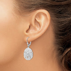 QE15578 De-Ani Sterling Silver Rhodium-Plated Sand Dollar Starfish Leverback Earrings
