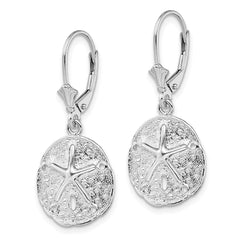QE15579 De-Ani Sterling Silver Rhodium-Plated Sand Dollar Starfish Leverback Earrings