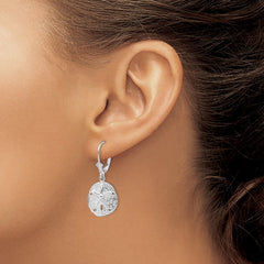 QE15579 De-Ani Sterling Silver Rhodium-Plated Sand Dollar Starfish Leverback Earrings