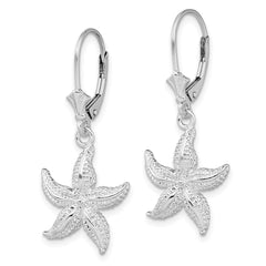 QE15580 De-Ani Sterling Silver Rhodium-Plated Polished Starfish Leverback Earrings