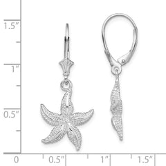 QE15580 De-Ani Sterling Silver Rhodium-Plated Polished Starfish Leverback Earrings