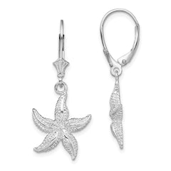 QE15580 De-Ani Sterling Silver Rhodium-Plated Polished Starfish Leverback Earrings