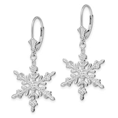 QE15588 De-Ani Sterling Silver Rhodium-Plated Polished Snowflake Leverback Earrings
