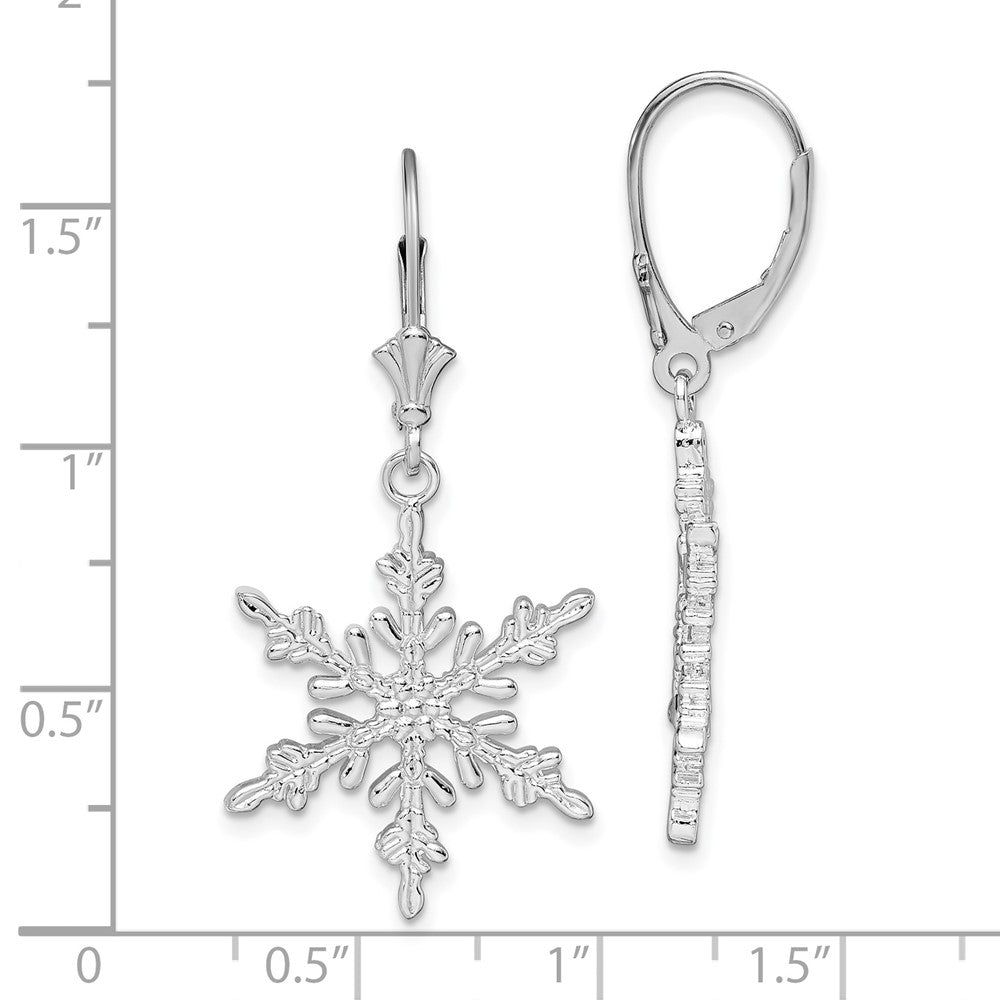 QE15588 De-Ani Sterling Silver Rhodium-Plated Polished Snowflake Leverback Earrings