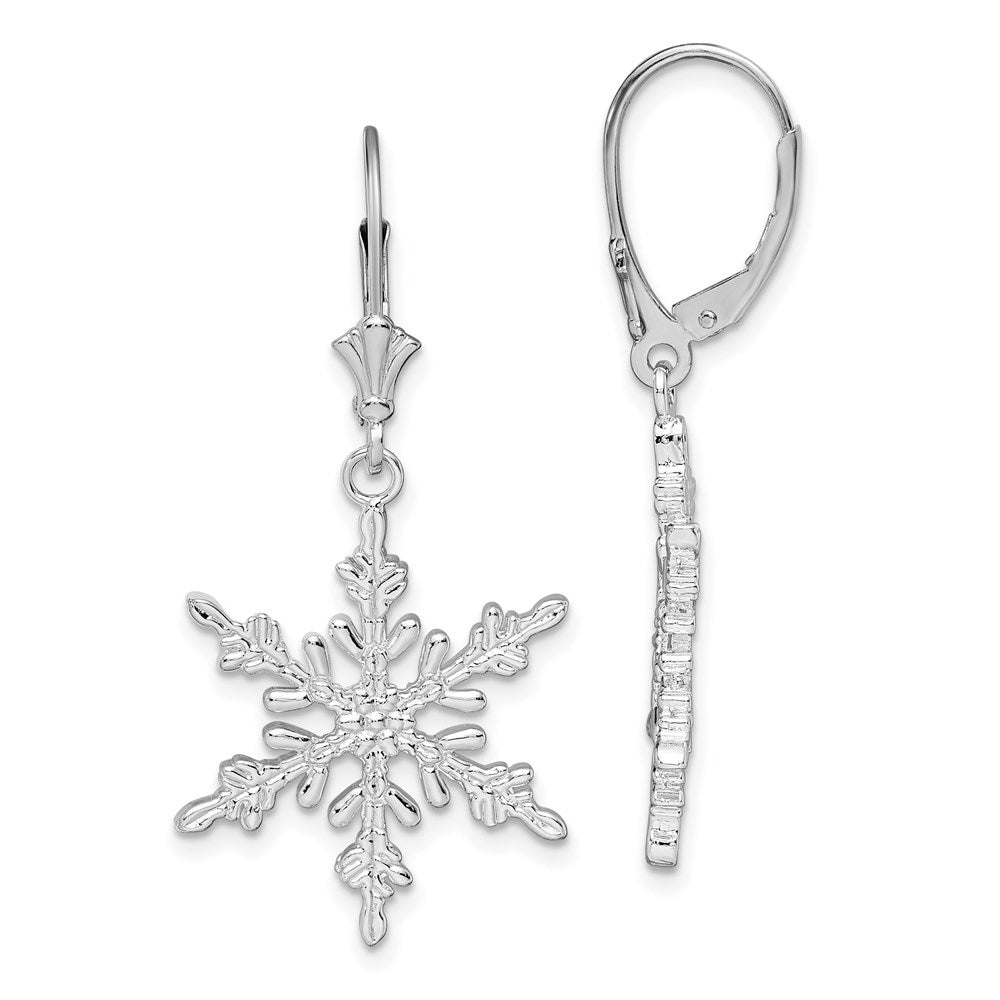 QE15588 De-Ani Sterling Silver Rhodium-Plated Polished Snowflake Leverback Earrings
