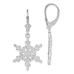 QE15588 De-Ani Sterling Silver Rhodium-Plated Polished Snowflake Leverback Earrings