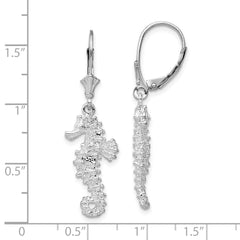 QE15591 De-Ani Sterling Silver Rhodium-Plated Polished 3D Seahorse Leverback Earrings